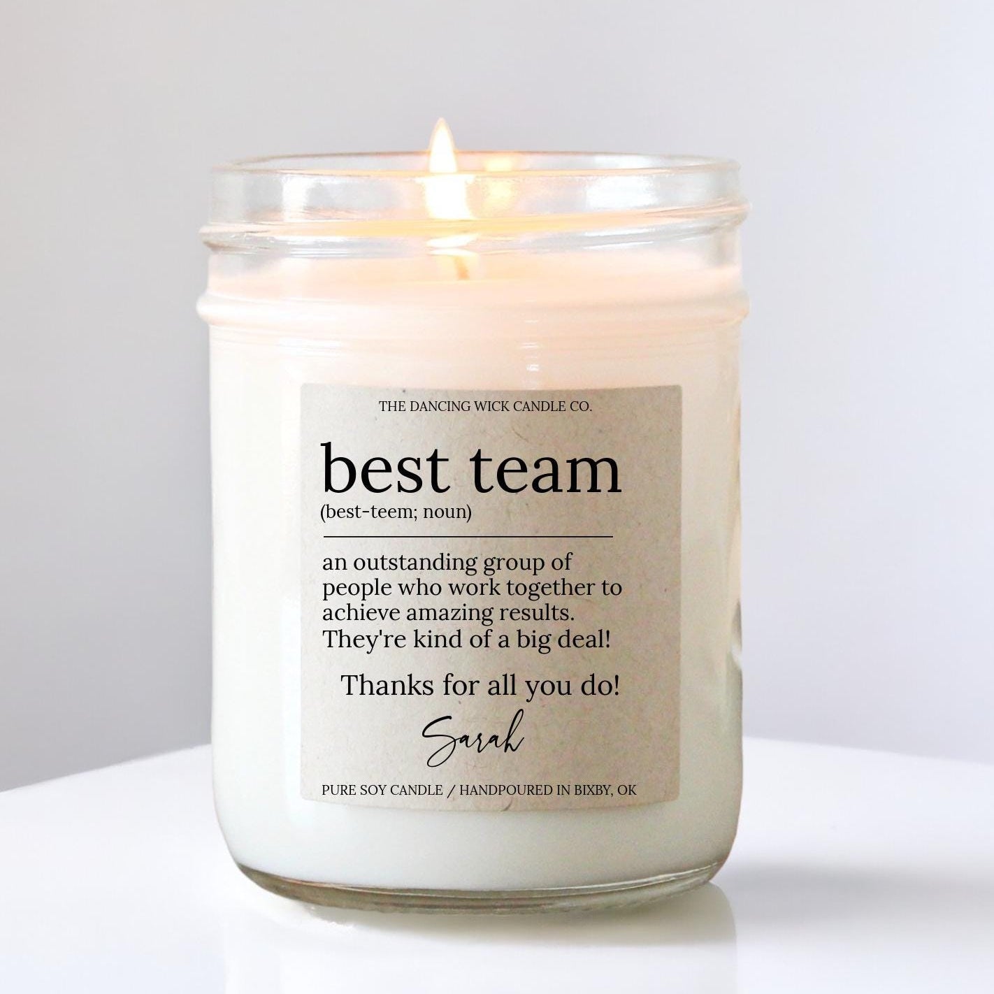Best Team Personalized Soy Candle, Employee Thank you Gift