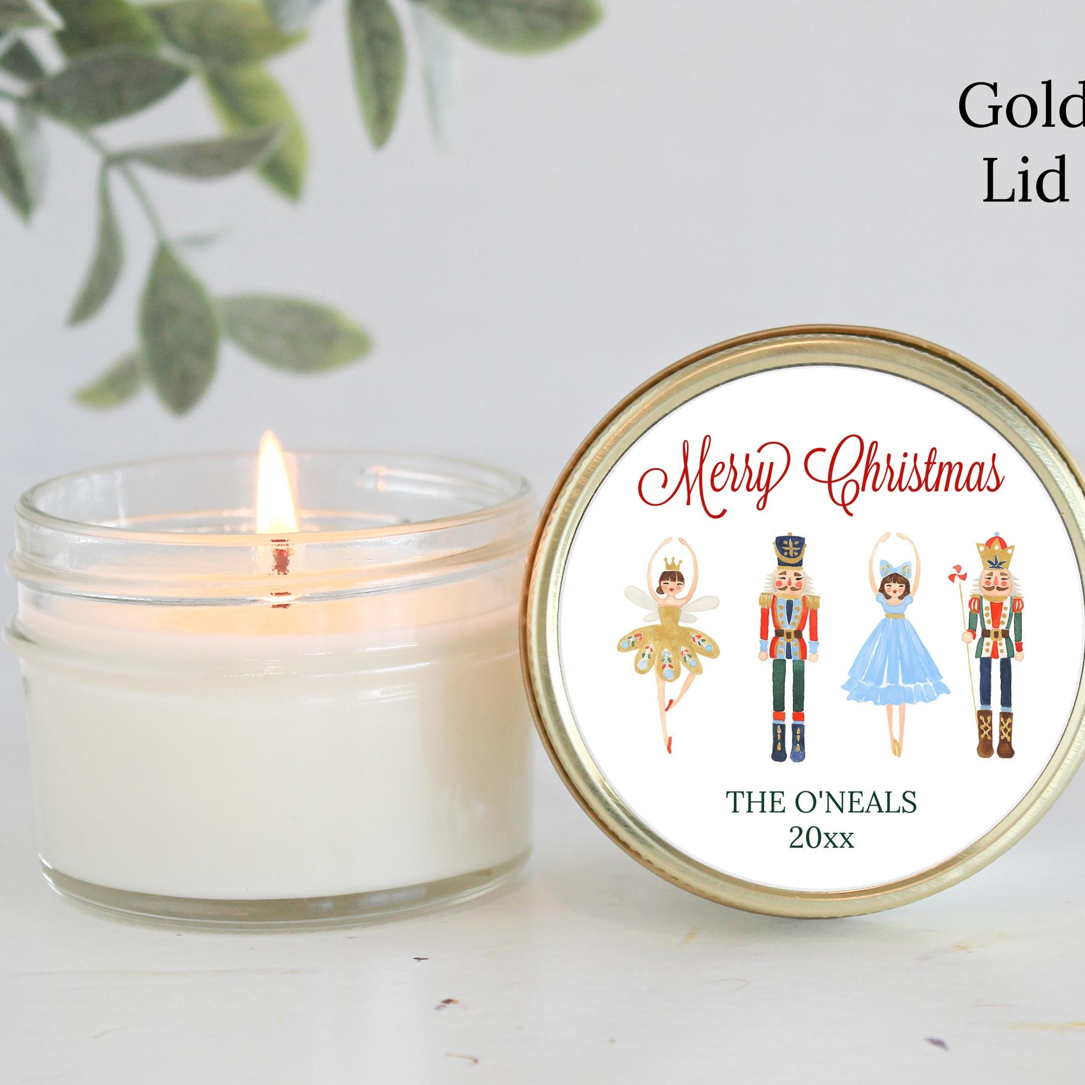 Nutcracker Christmas Candle Favors | Personalized Holiday Gift | Custom 4oz Soy Candles | Merry Christmas | Classic Style