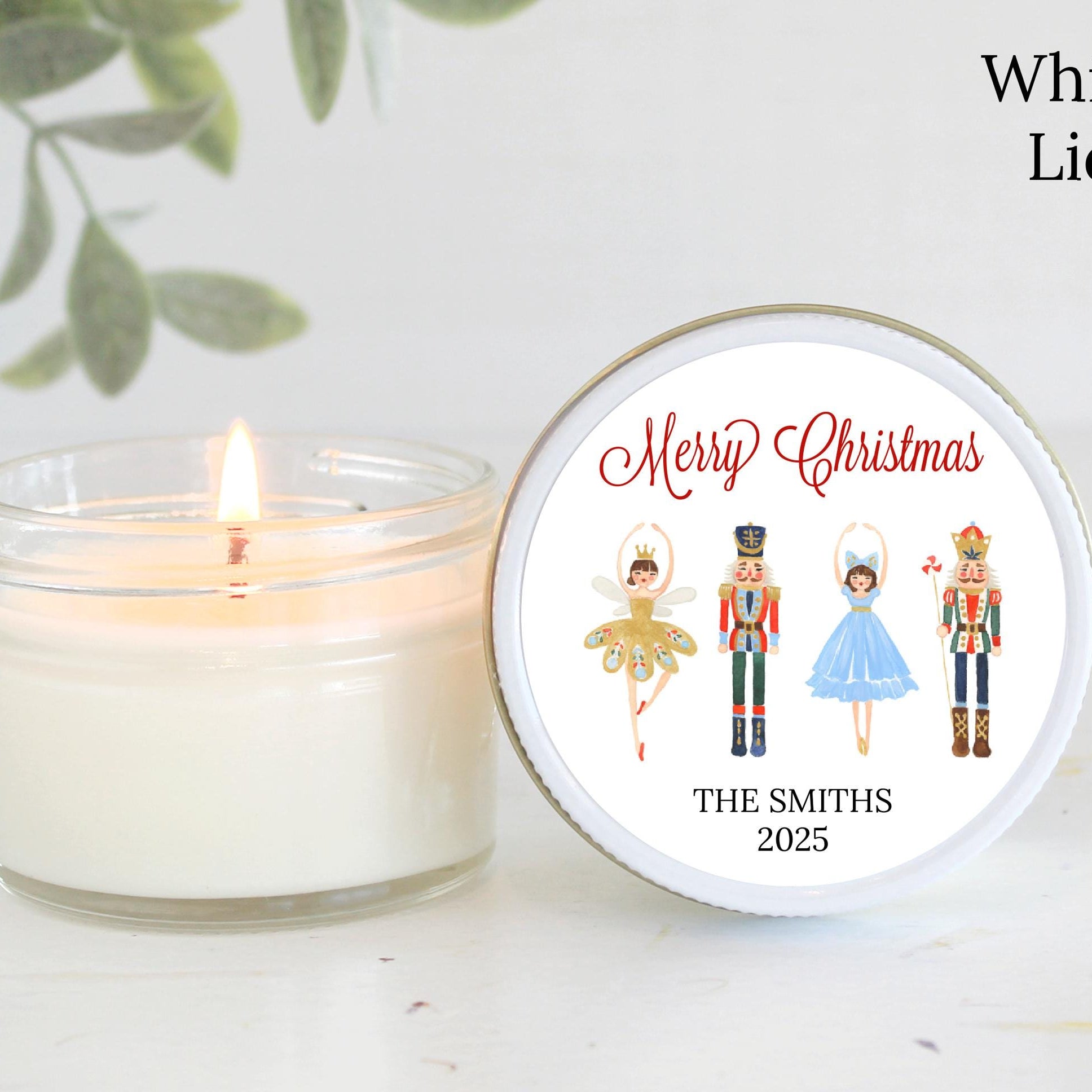 Nutcracker Christmas Candle Favors | Personalized Holiday Gift | Custom 4oz Soy Candles | Merry Christmas | Classic Style