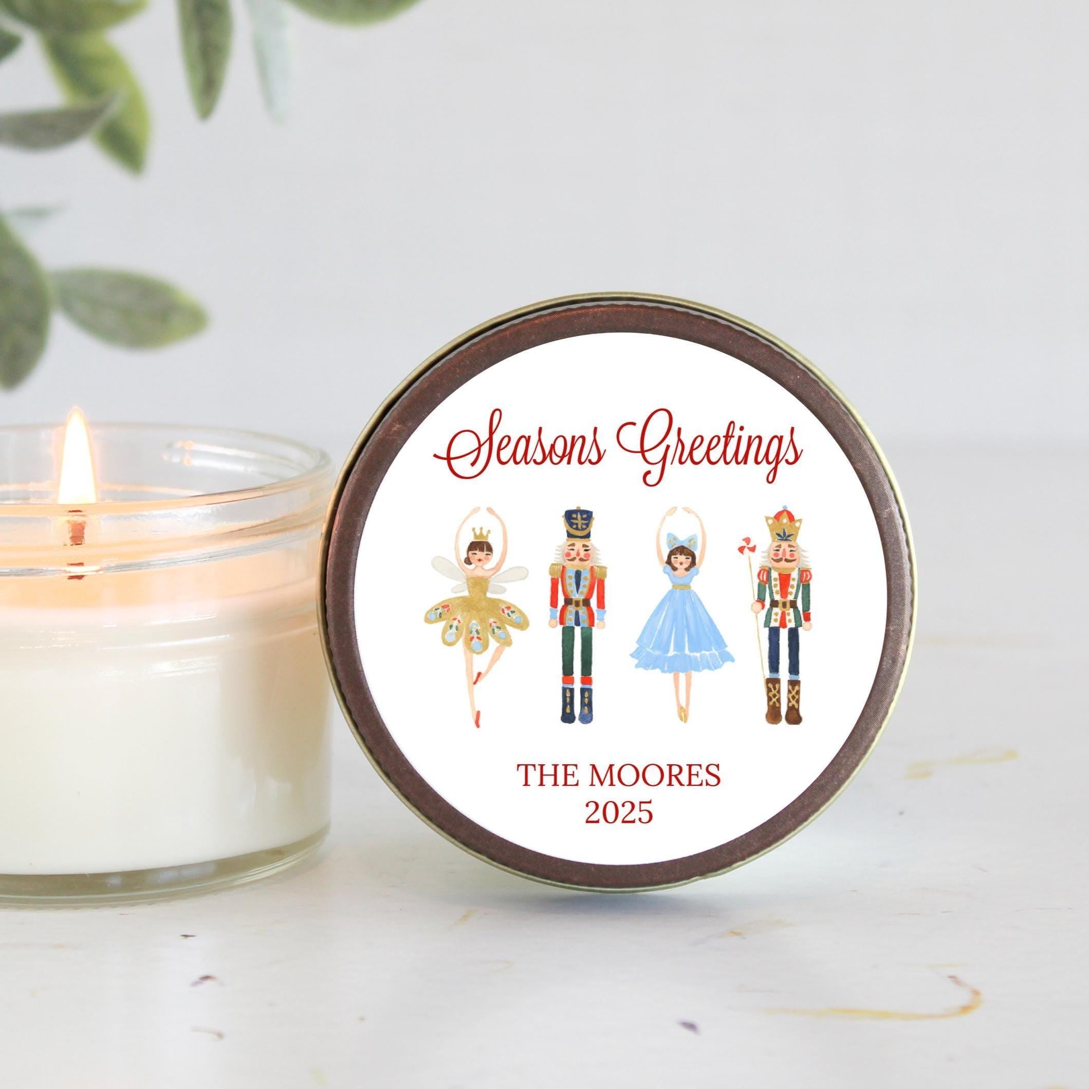 Nutcracker Christmas Candle Favors | Personalized Holiday Gift | Custom 4oz Soy Candles | Merry Christmas | Classic Style