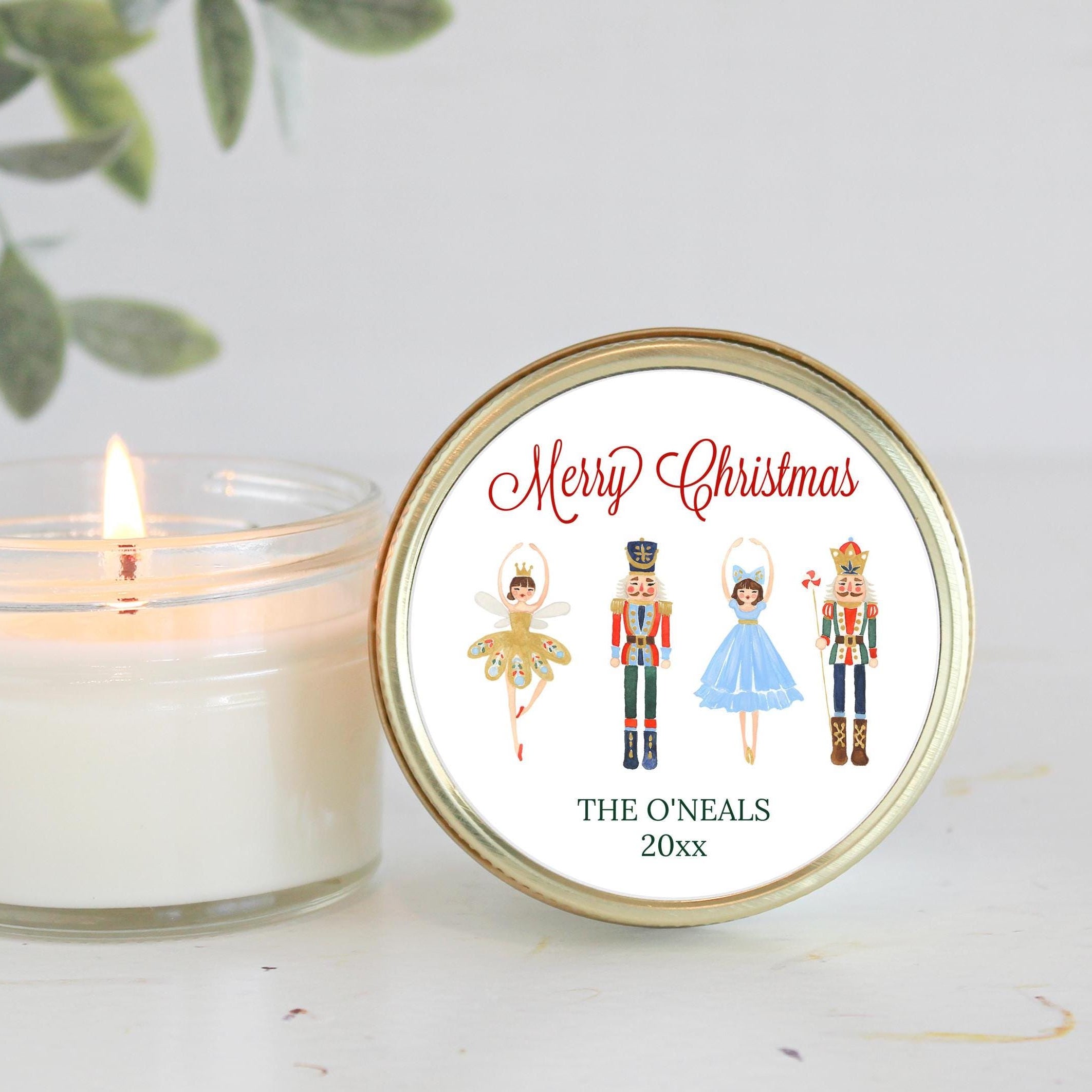 Nutcracker Christmas Candle Favors | Personalized Holiday Gift | Custom 4oz Soy Candles | Merry Christmas | Classic Style