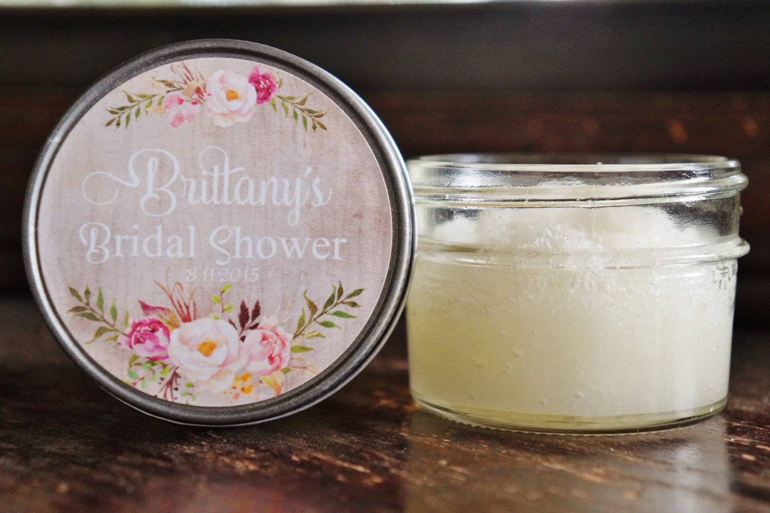 Personalized 4 oz Baby Shower Favors / Sugar Scrub Favor / Rose Floral Favor/ Boho Baby Shower Favor / Party Favor / Girl Baby Shower