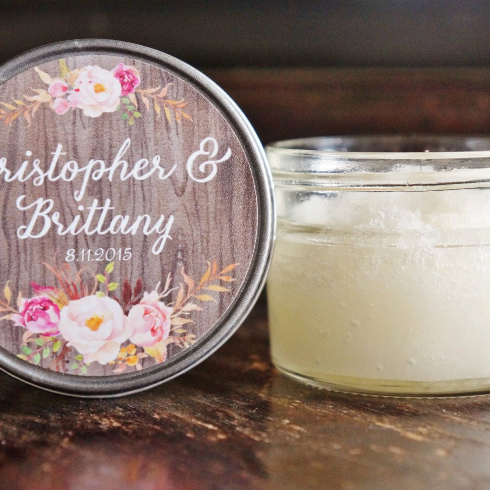 Personalized 4 oz Baby Shower Favors / Sugar Scrub Favor / Rose Floral Favor/ Boho Baby Shower Favor / Party Favor / Girl Baby Shower