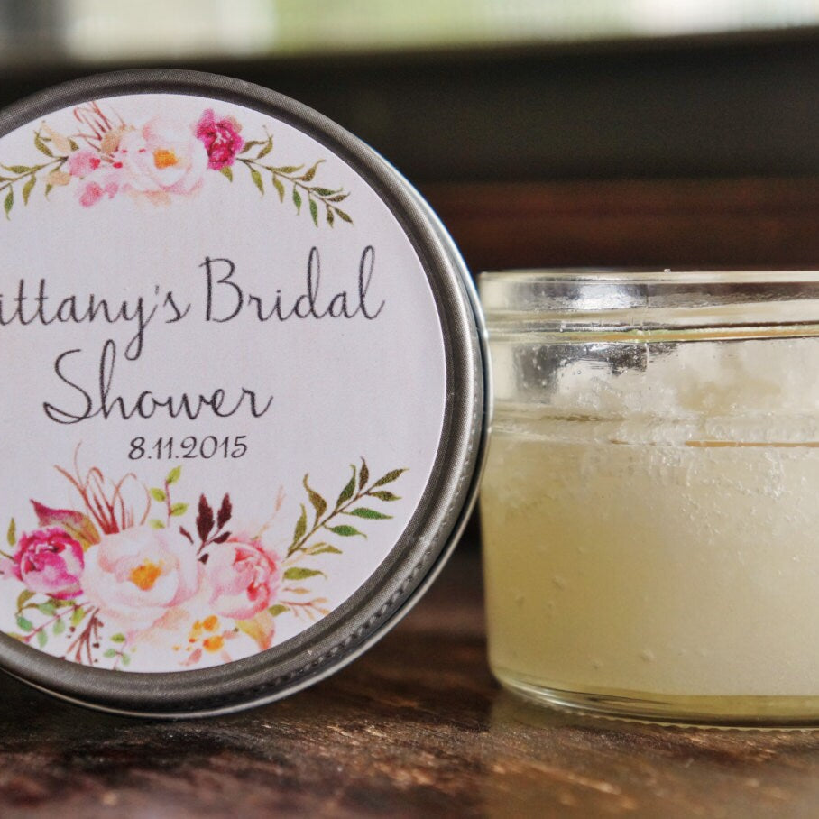 Personalized 4 oz Baby Shower Favors / Sugar Scrub Favor / Rose Floral Favor/ Boho Baby Shower Favor / Party Favor / Girl Baby Shower