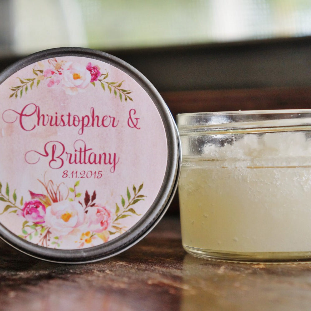 Personalized 4 oz Baby Shower Favors / Sugar Scrub Favor / Rose Floral Favor/ Boho Baby Shower Favor / Party Favor / Girl Baby Shower