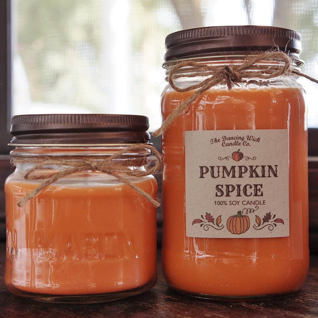 Pumpkin Spice Pure Soy Candle //Large Pint 16 oz.// Half Pint 8 oz candle/Mason Jar Candle/Hand Poured//Fall Candle//Autumn Candle