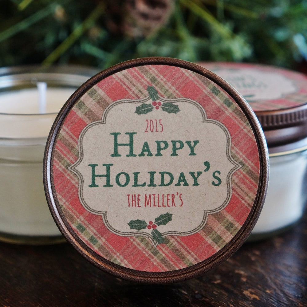 Christmas Candle / Personalized 4 oz soy candles / Have yourself a Merry Little Christmas / Christmas Favors / Holiday Favor / Party Favor
