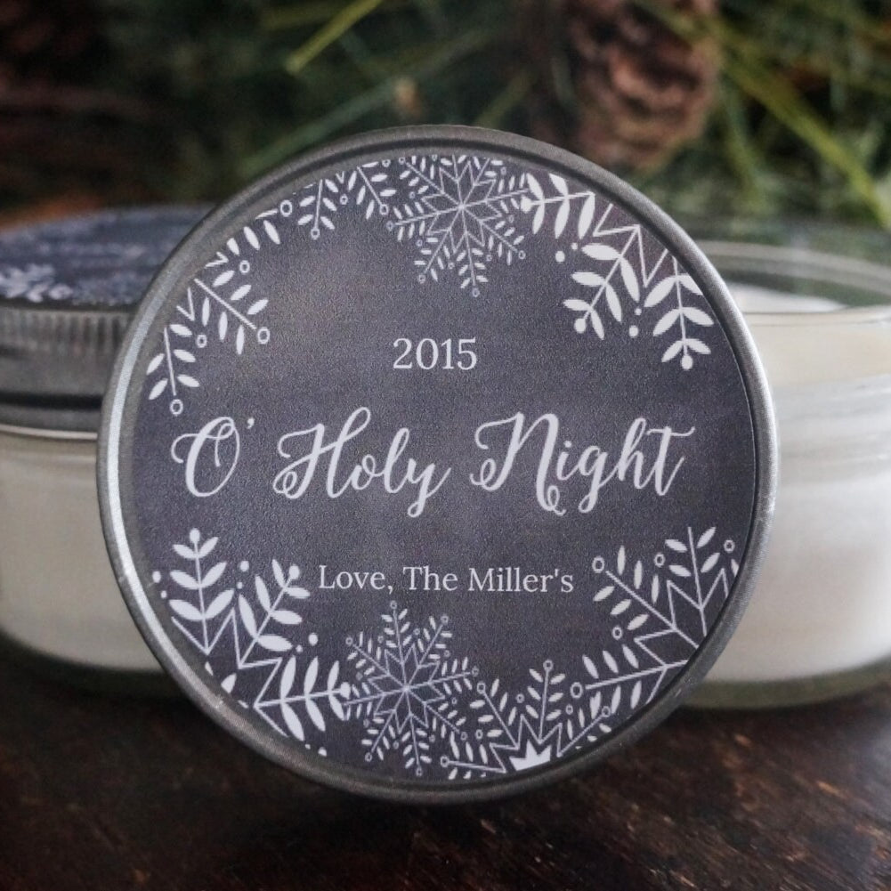 Personalized 4oz Holiday Favor Candle / Christmas Candle Gift / Personalized Holiday Gift/ Christmas Party Favor/ Chalkboard Snowflake Favor