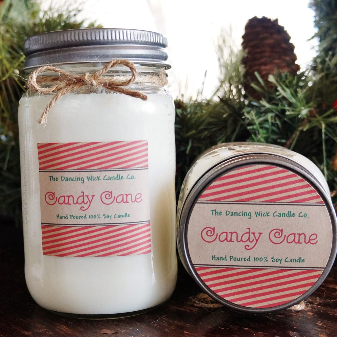 Christmas Candle//Holiday Candle//Candy Cane Pure Soy Candle//Holiday Gift//Candle Gift Set//Christmas Spa Gift Set/Holiday Gift Set