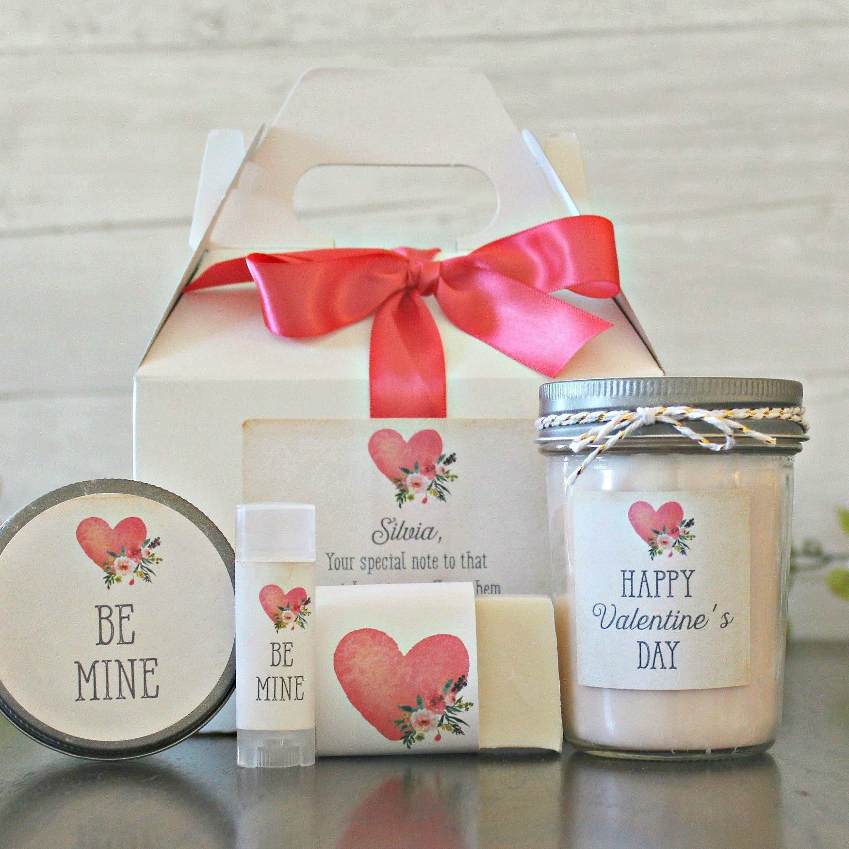 Valentines Day Spa Gift Set / Valentine's Day Candle Gift Set / Be Mine / Happy Valentine's Day / Personalized Spa Gift Set