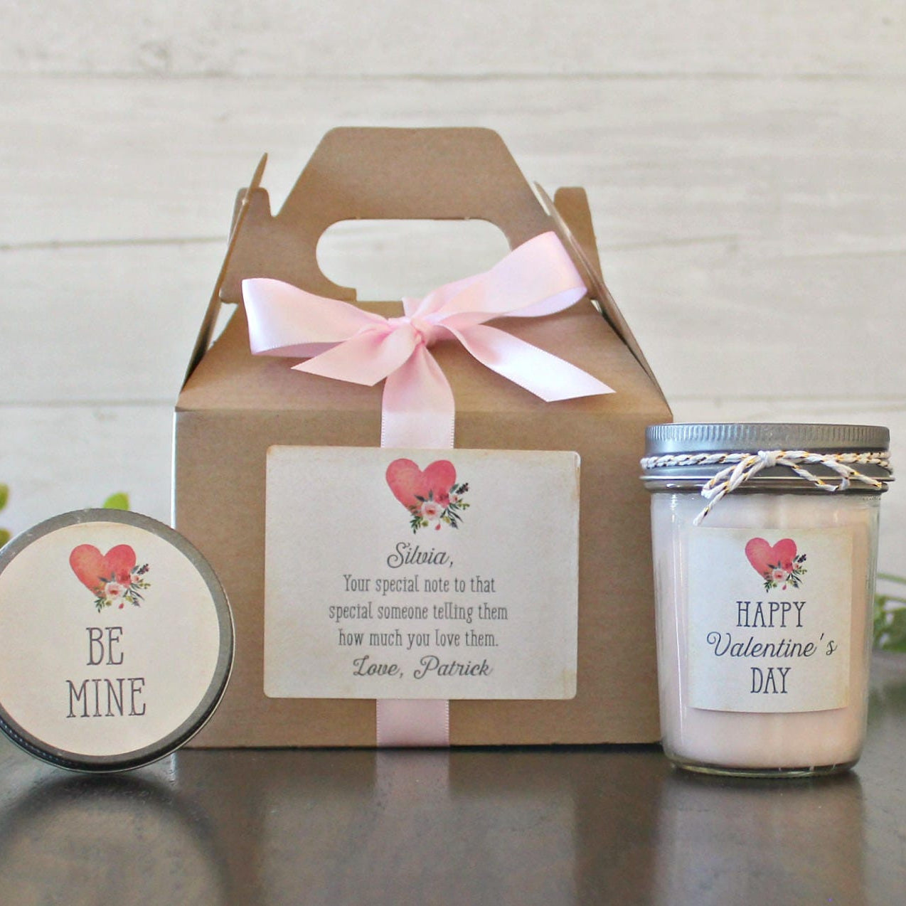 Valentines Day Spa Gift Set / Valentine's Day Candle Gift Set / Be Mine / Happy Valentine's Day / Personalized Spa Gift Set
