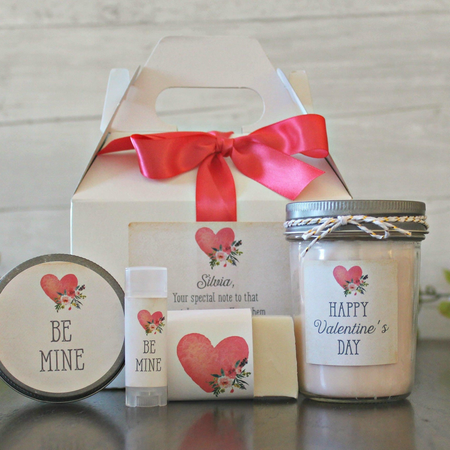 Valentines Day Spa Gift Set / Valentine's Day Candle Gift Set / Be Mine / Happy Valentine's Day / Personalized Spa Gift Set