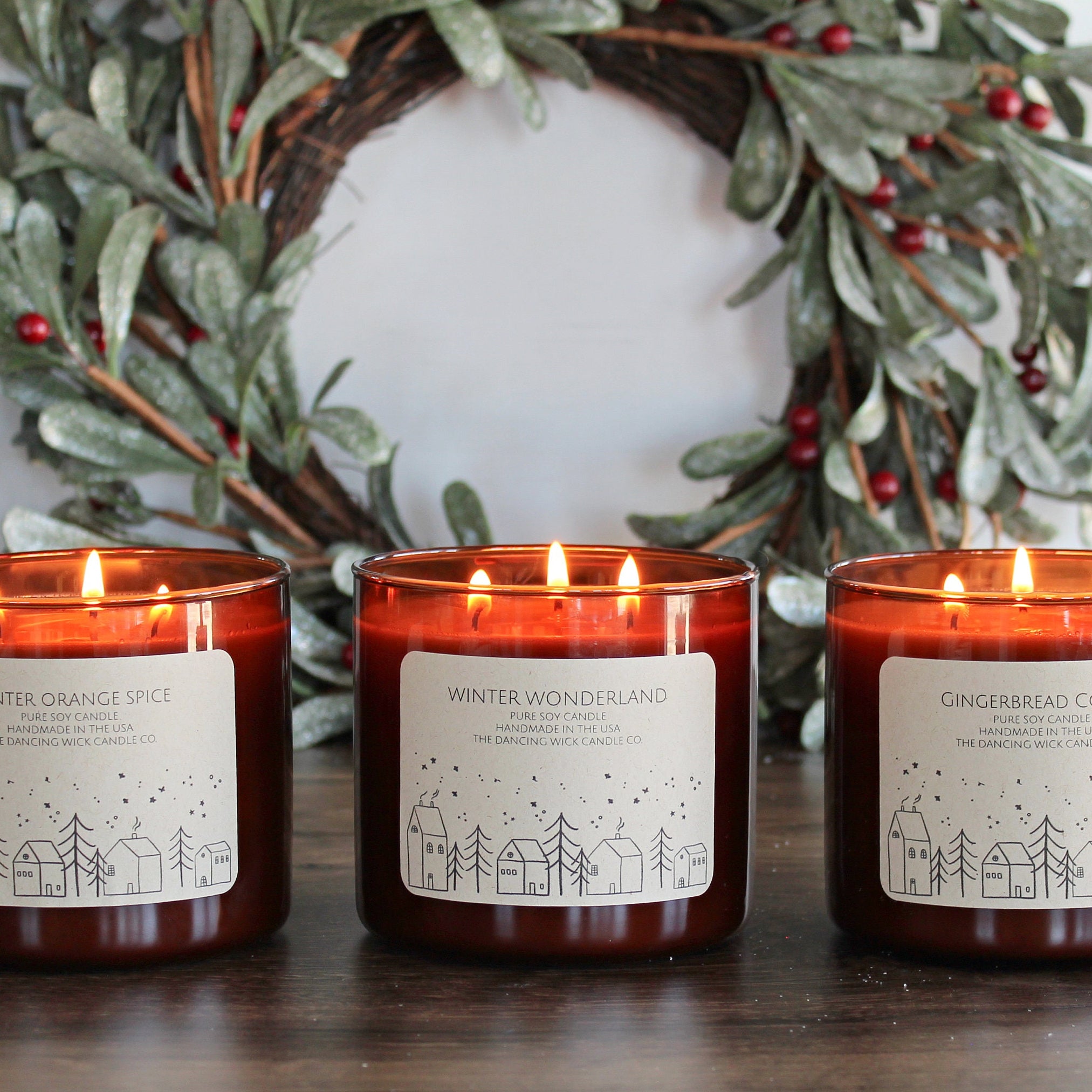 3 Wick Christmas Candle / Pure Soy / Strong Scented / Holiday Decor / Hand Poured / Christmas Gifts /