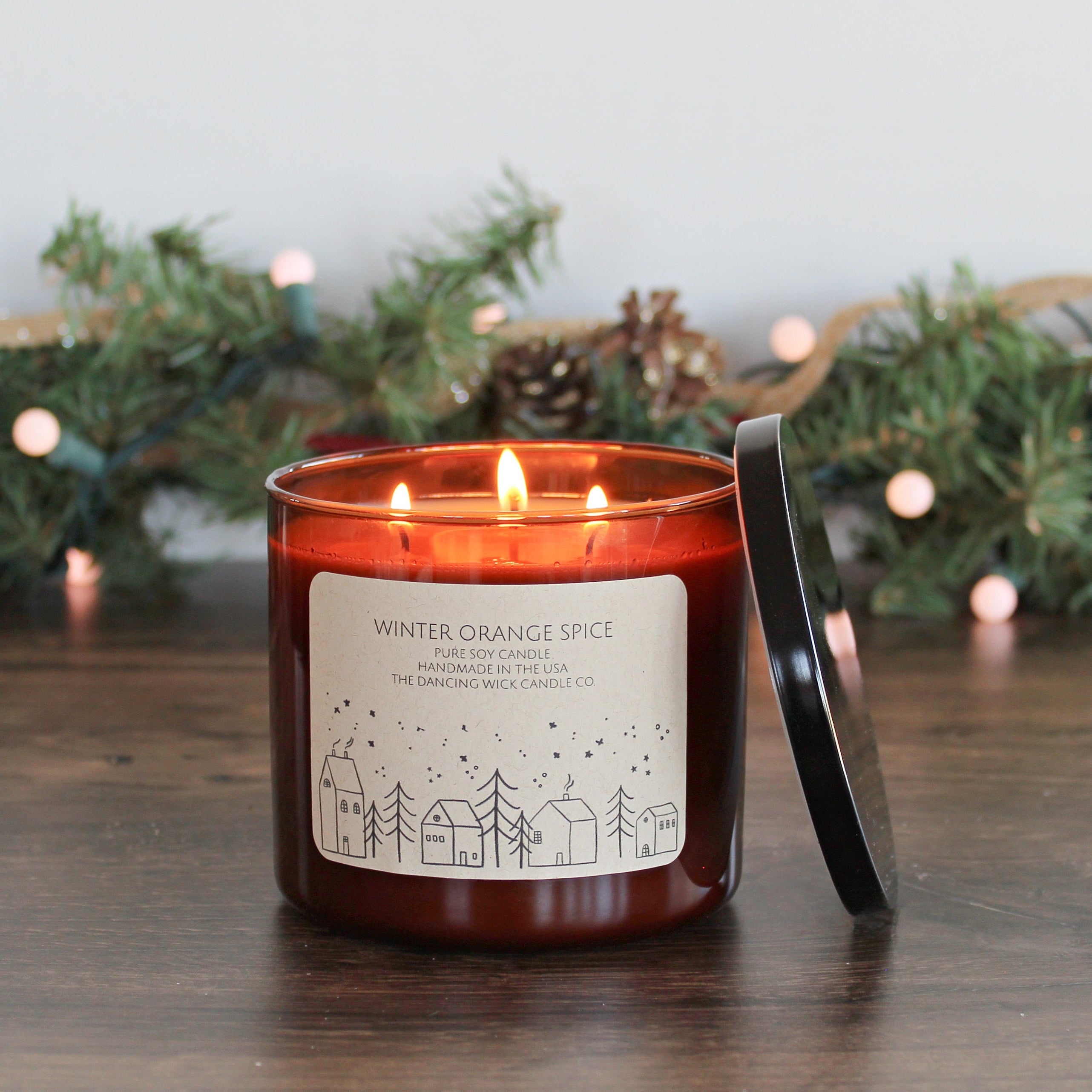 3 Wick Christmas Candle / Pure Soy / Strong Scented / Holiday Decor / Hand Poured / Christmas Gifts /