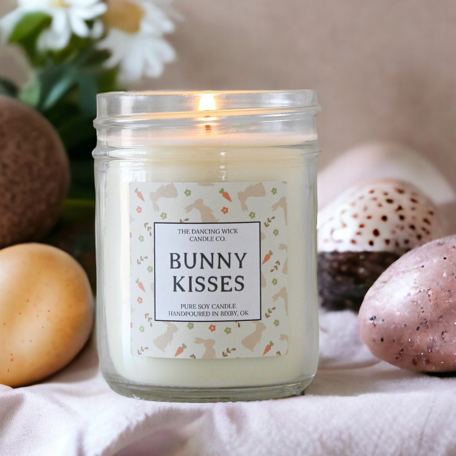 Bunny Kisses Candle / Easter Basket Gift / For Teen / Hostess Gift / Easter Decor / Easter Bunny / Scented Candle / Gift For Her /Soy Candle