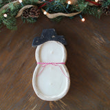 Snowman Christmas Wood Bowl Candle