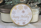 Personalized 4 oz. Holiday Favor Candle//Gold Christmas Candle Gift//Personalized Holiday Gift//Christmas Party Favor//Snowflake Favor