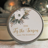 Holiday Candle Favor / Gold & Silver Christmas / Personalized 4 oz. Soy Candle Favors / Personalized Holiday Gift / Christmas Party Favor