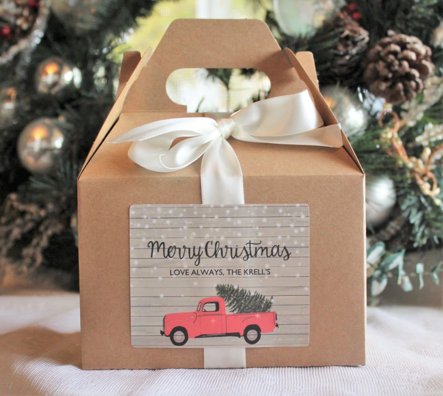 Christmas Gift Box / Red Truck / Holiday Candle Gift Box / Rustic Christmas Gift / Personalized Christmas Gift / Gift For Her / Gift For Him