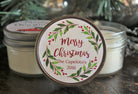 Personalized 4 oz. Holiday Favor Candle / Christmas Candle Favor / Rustic Christmas Gift / Christmas Party Favor / Berry Wreath Christmas