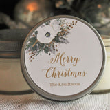 Holiday Candle Favor / Gold & Silver Christmas / Personalized 4 oz. Soy Candle Favors / Personalized Holiday Gift / Christmas Party Favor