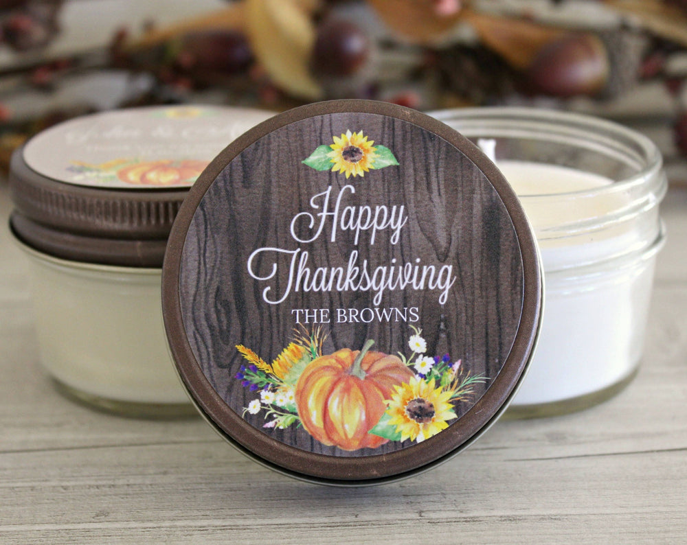 Thanksgiving Table Decor / Personalized 4 oz. Candle Favor / Thanksgiving Favor / Happy Thanksgiving / Thanksgiving Gift / Holiday Candle