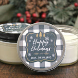 Buffalo Plaid Christmas Favor / Personalized 4 oz. Holiday Favor Candle//Christmas Candle / Farmhouse Decor / Christmas Party Favor