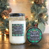 Apple Cider Soy Candle / Green Plaid Candle / Holiday Candle / Christmas Gift / Christmas Decor / Mason Jar Candle / Hand poured candle