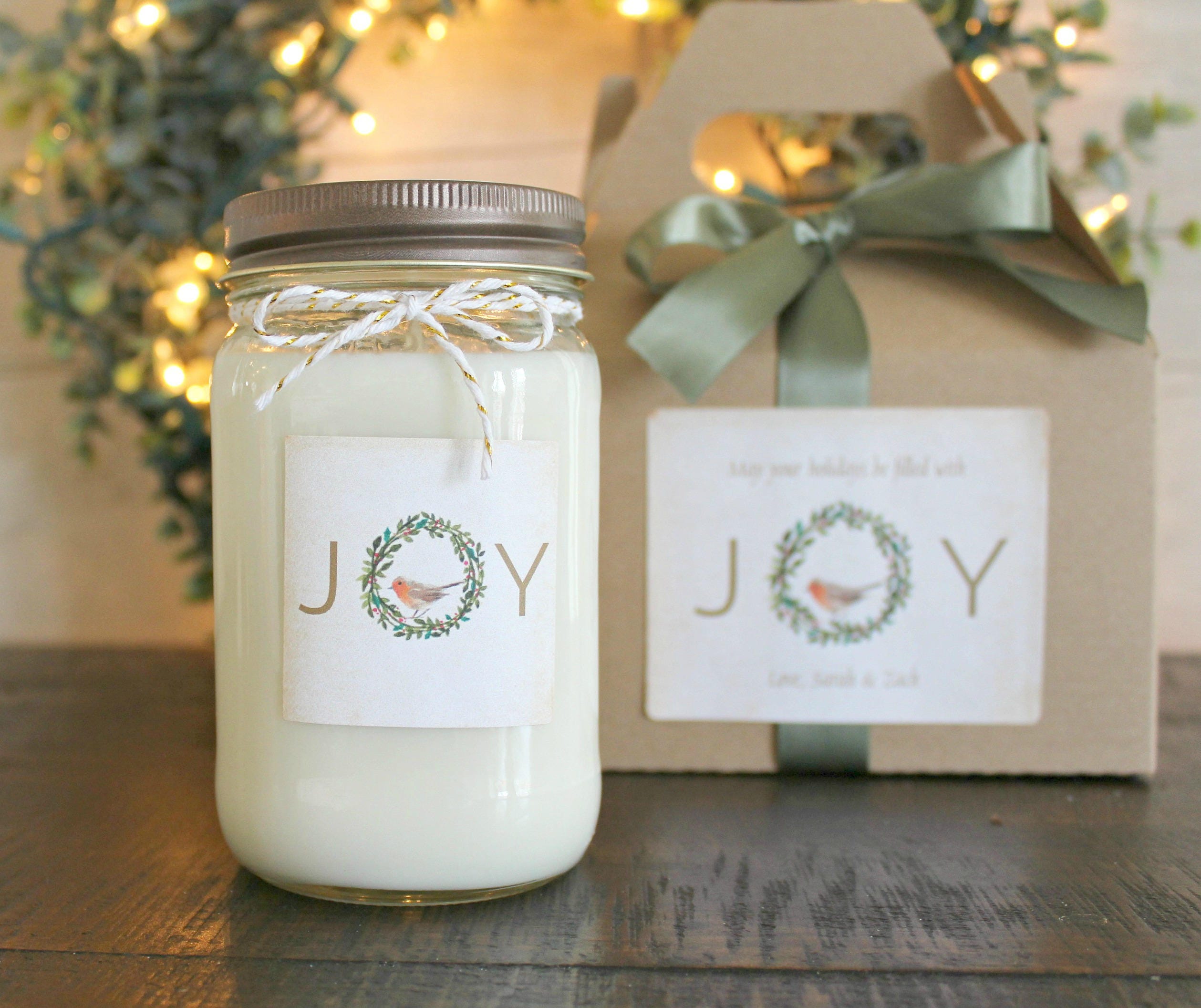 Joy Christmas Candle / Holiday Gift Candle / Personalized Christmas Gift / Personalized Holiday Gift / Christmas Gift / Send Holiday Gift