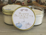 Thanksgiving Table / Gold Thanksgiving Decor / Personalized 4oz Thanksgiving Favor Candles / Thanksgiving Gift/ Holiday Favor/ White Pumpkin