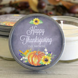 Thanksgiving Table Decor / Personalized 4 oz. Candle Favor / Thanksgiving Favor / Happy Thanksgiving / Thanksgiving Gift / Holiday Candle