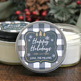 Buffalo Plaid Christmas Favor / Personalized 4 oz. Holiday Favor Candle//Christmas Candle / Farmhouse Decor / Christmas Party Favor