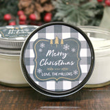 Buffalo Plaid Christmas Favor / Personalized 4 oz. Holiday Favor Candle//Christmas Candle / Farmhouse Decor / Christmas Party Favor