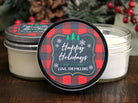 Buffalo Plaid Christmas Gift / Christmas Favor / Personalized 4 oz. Holiday Favor Candle / Rustic Christmas Candle / Christmas Party Favor