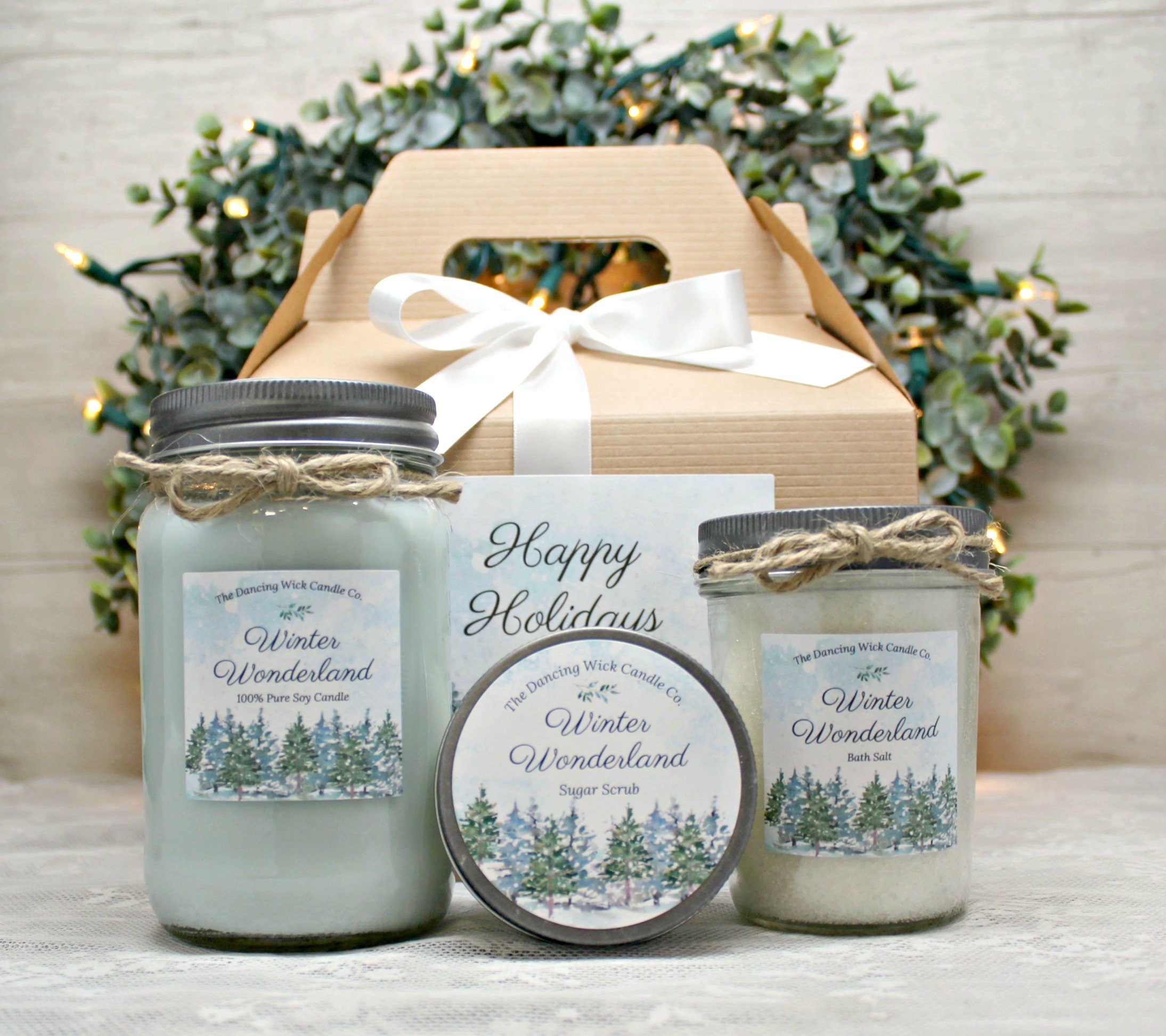 Winter Spa Gift Set / Winter Wonderland Candle Gift Set / Christmas Spa Gift Set / Holiday Candle Gift Set/ Warm Winter Wishes