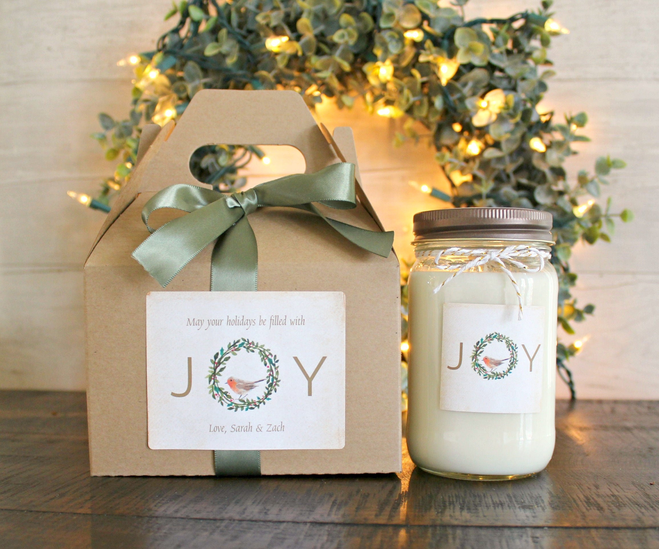 Joy Christmas Candle / Holiday Gift Candle / Personalized Christmas Gift / Personalized Holiday Gift / Christmas Gift / Send Holiday Gift