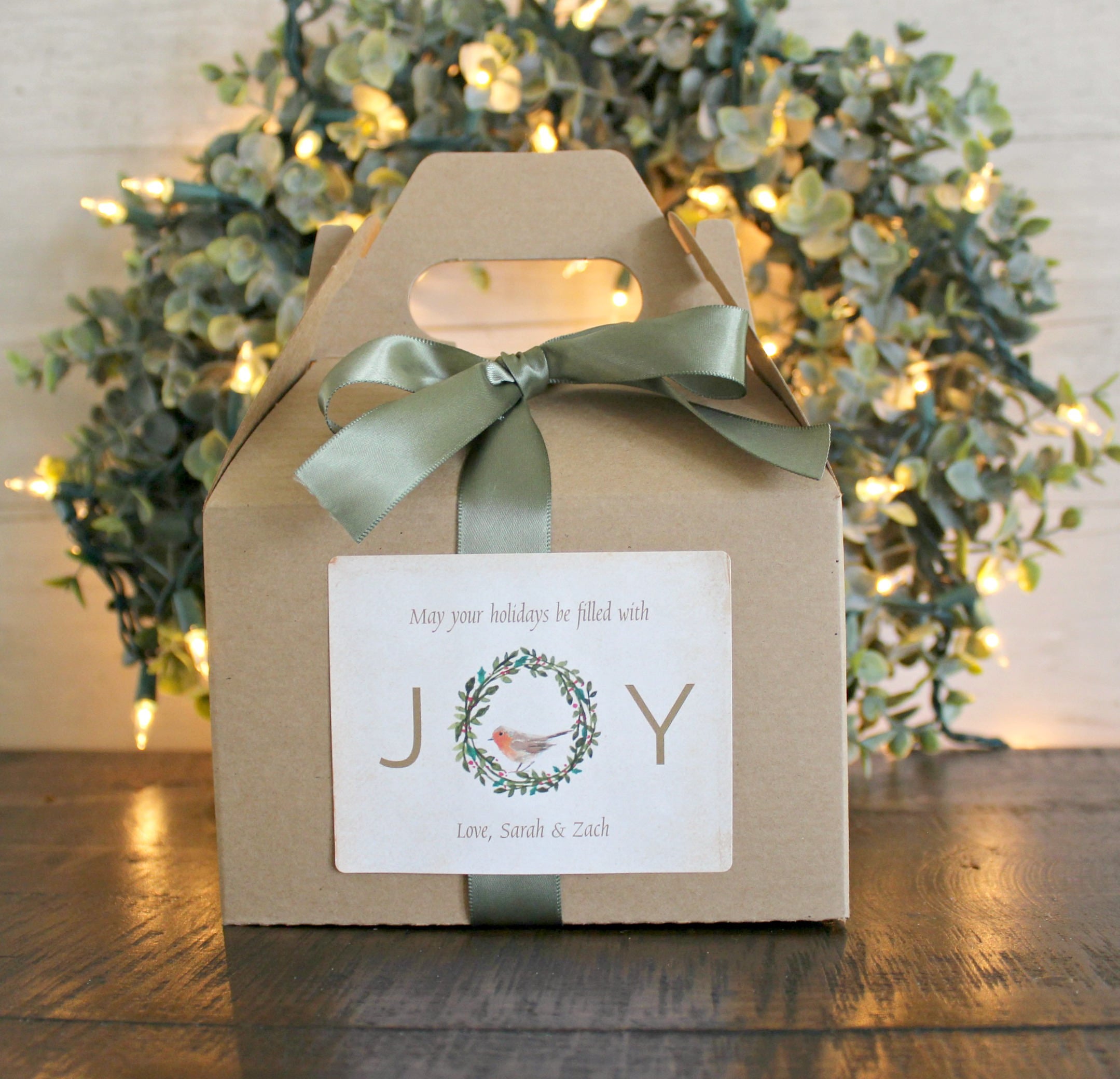 Holiday Spa Gift Set / Christmas Candle Gift Set / Joy Spa Gift Set / Christmas Wreath / Winter Bird Personalized Christmas Gift /