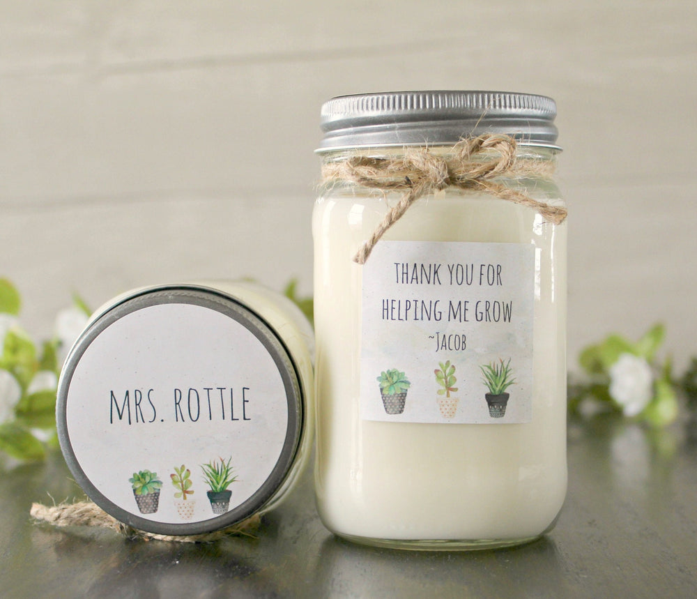 Thank you for Helping Me Grow Candle Gift / Personalized Teacher Gift / 16 oz. Candle / Teacher Appreciation Day Gift / Gift For Teacher