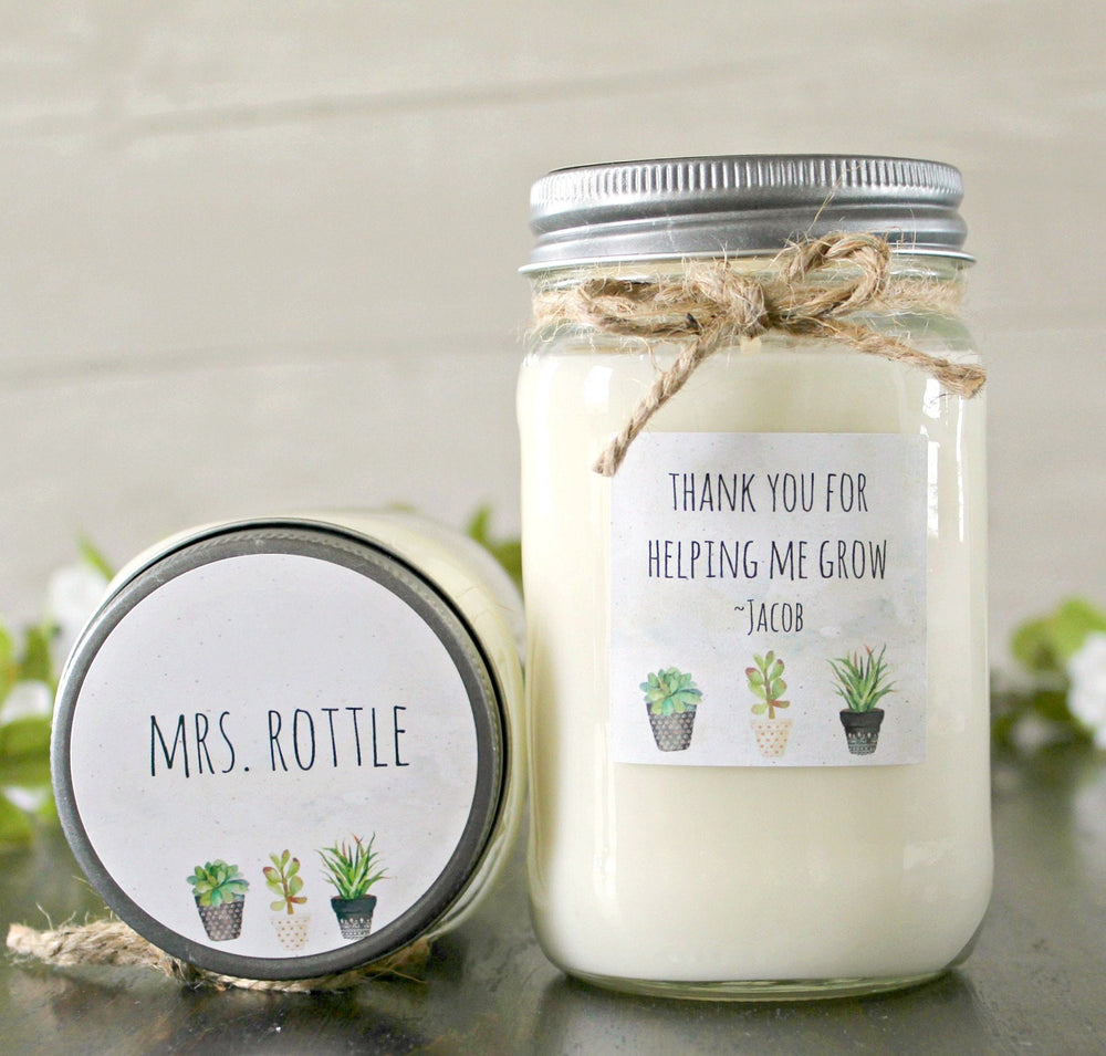 Thank you for Helping Me Grow Candle Gift / Personalized Teacher Gift / 16 oz. Candle / Teacher Appreciation Day Gift / Gift For Teacher