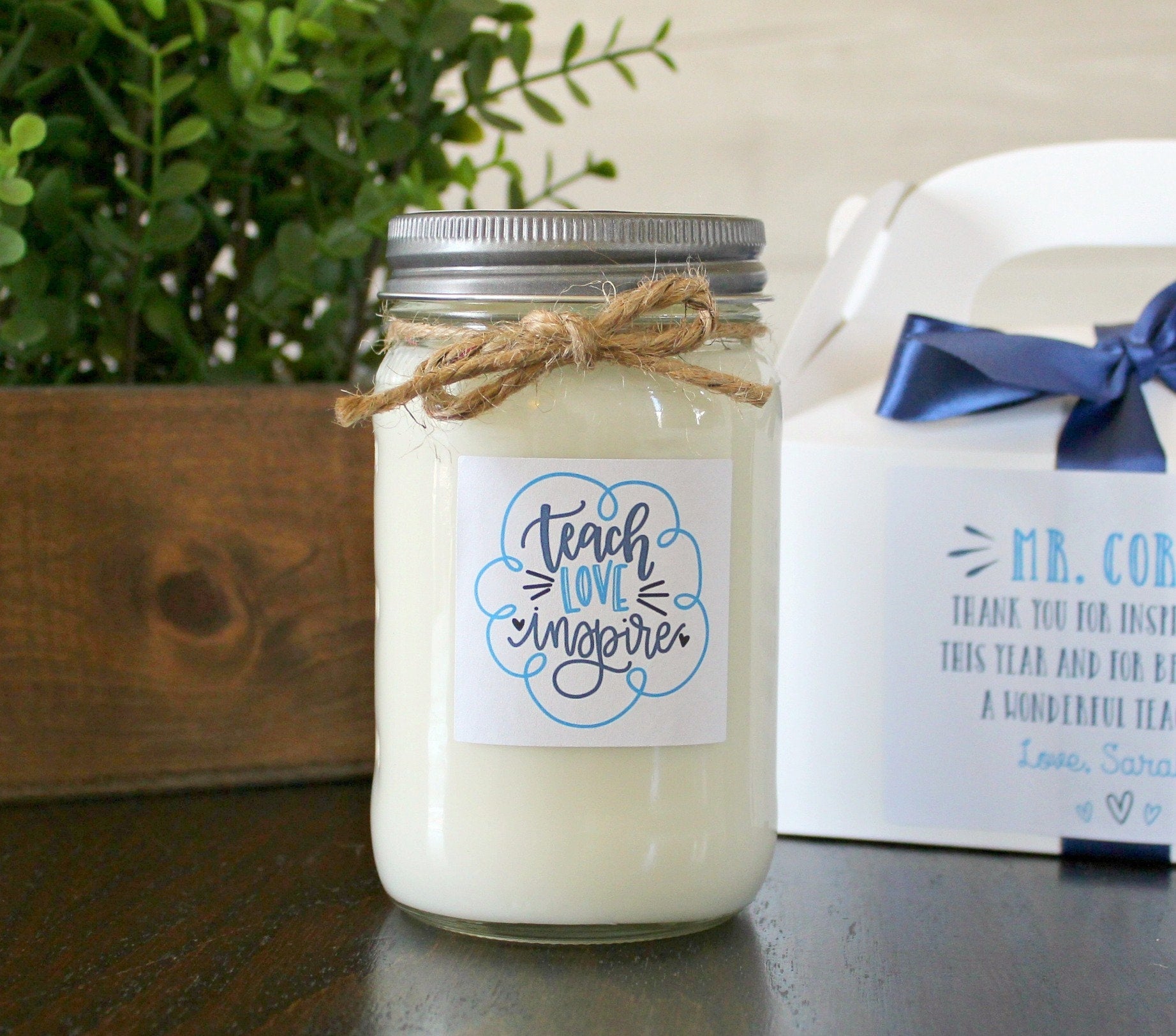 Teach, Love, Inspire Teacher Gift Candle / Personalized Teacher Gift / 16 oz. Candle / Gift For Teacher / Candle with box Gift