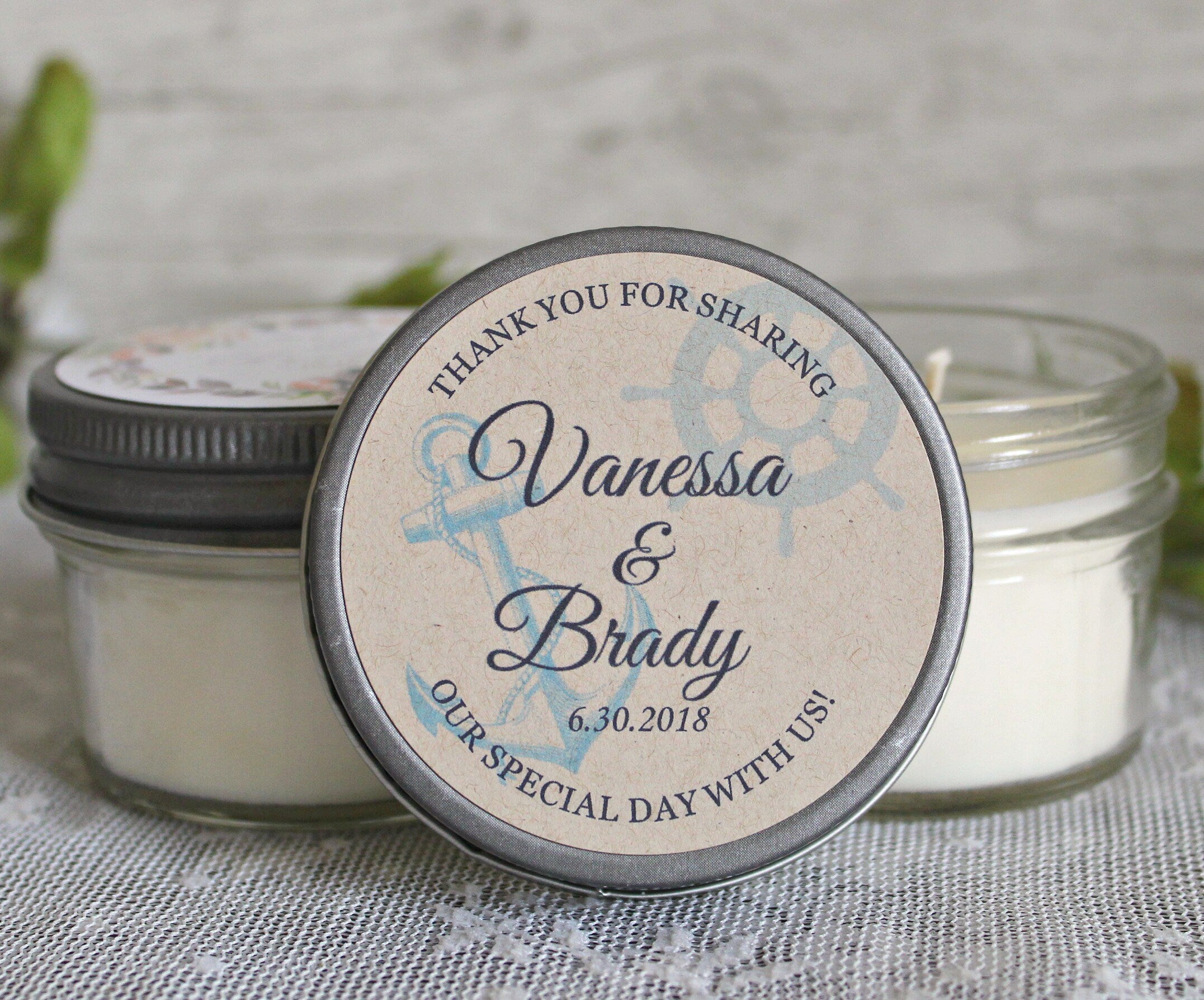 Anchor Wedding Favor / Nautical Wedding Favor / Personalized 4 oz. Candle Favors / Nautical Bridal Shower/ Anchor Shower Favor