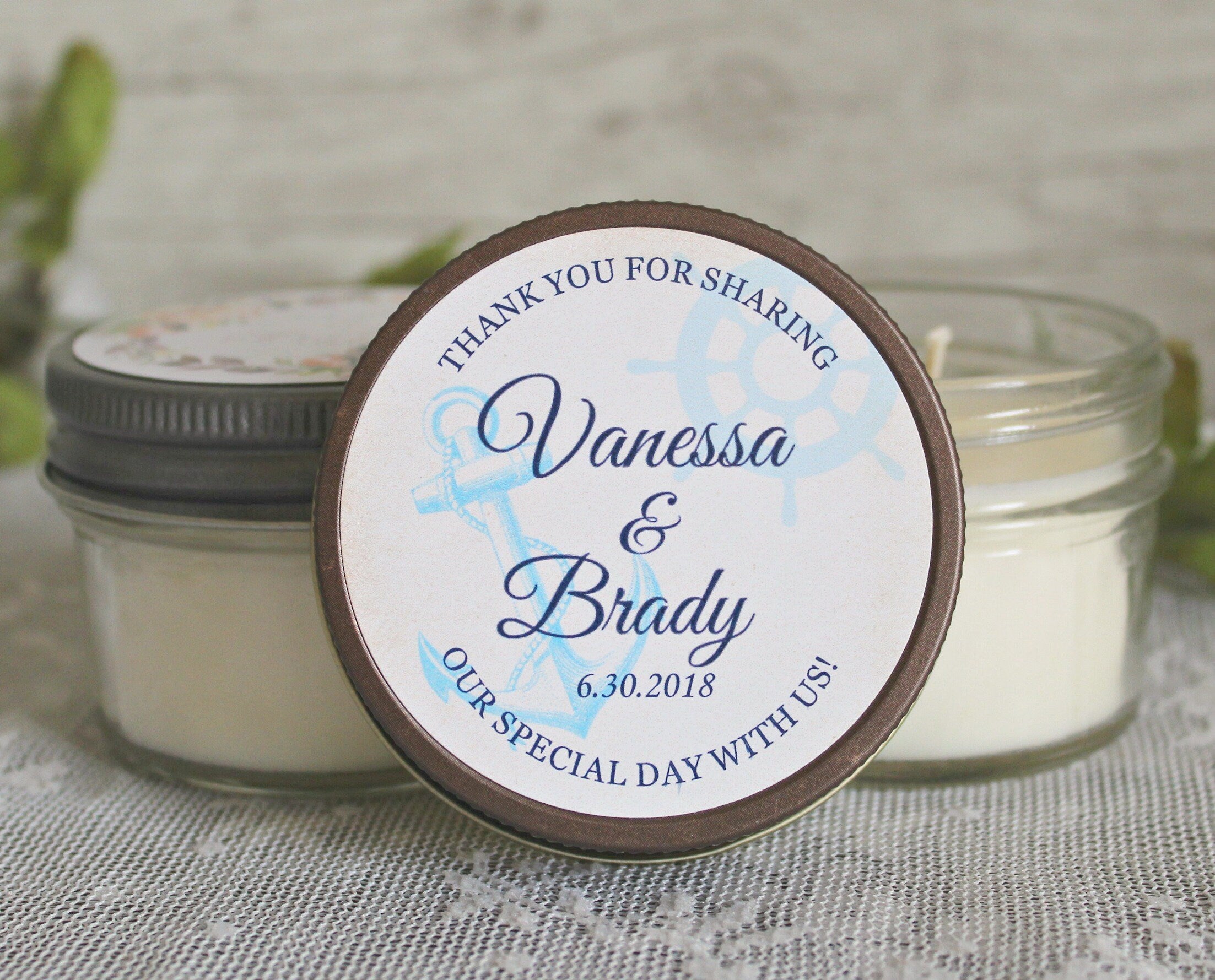 Anchor Wedding Favor / Nautical Wedding Favor / Personalized 4 oz. Candle Favors / Nautical Bridal Shower/ Anchor Shower Favor
