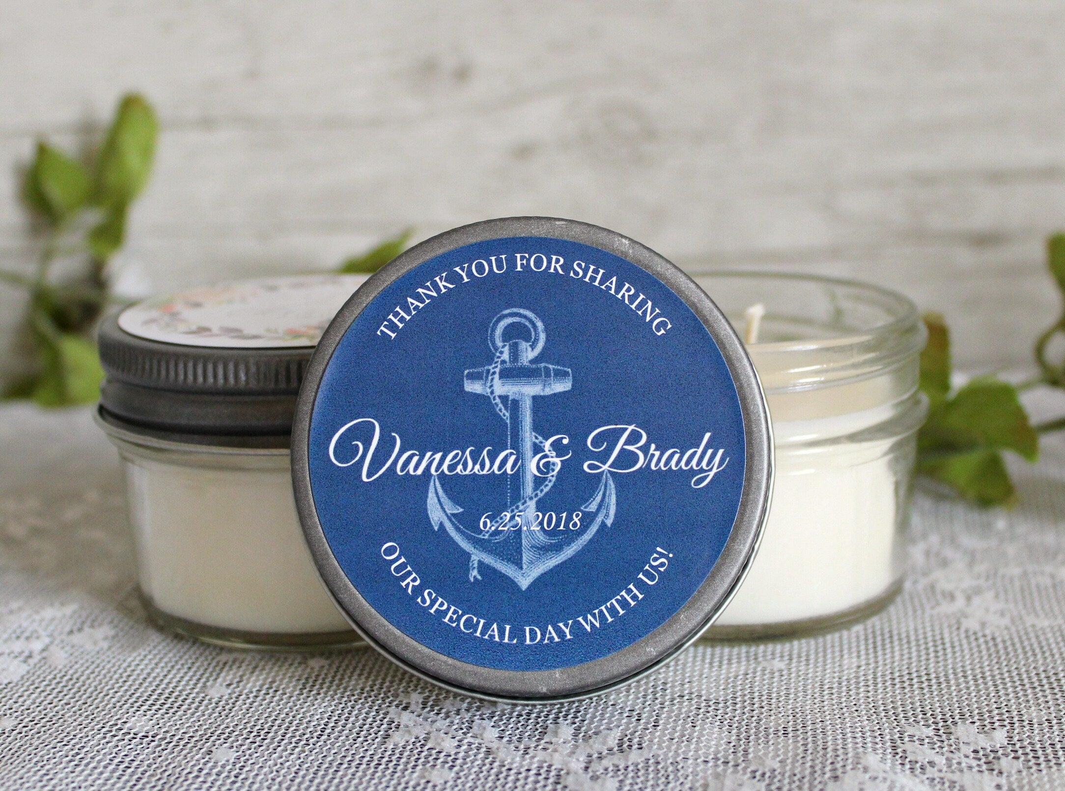 Anchor Wedding Favor / Nautical Wedding Favor / Personalized 4 oz. Candle Favors / Nautical Bridal Shower/ Anchor Shower Favor
