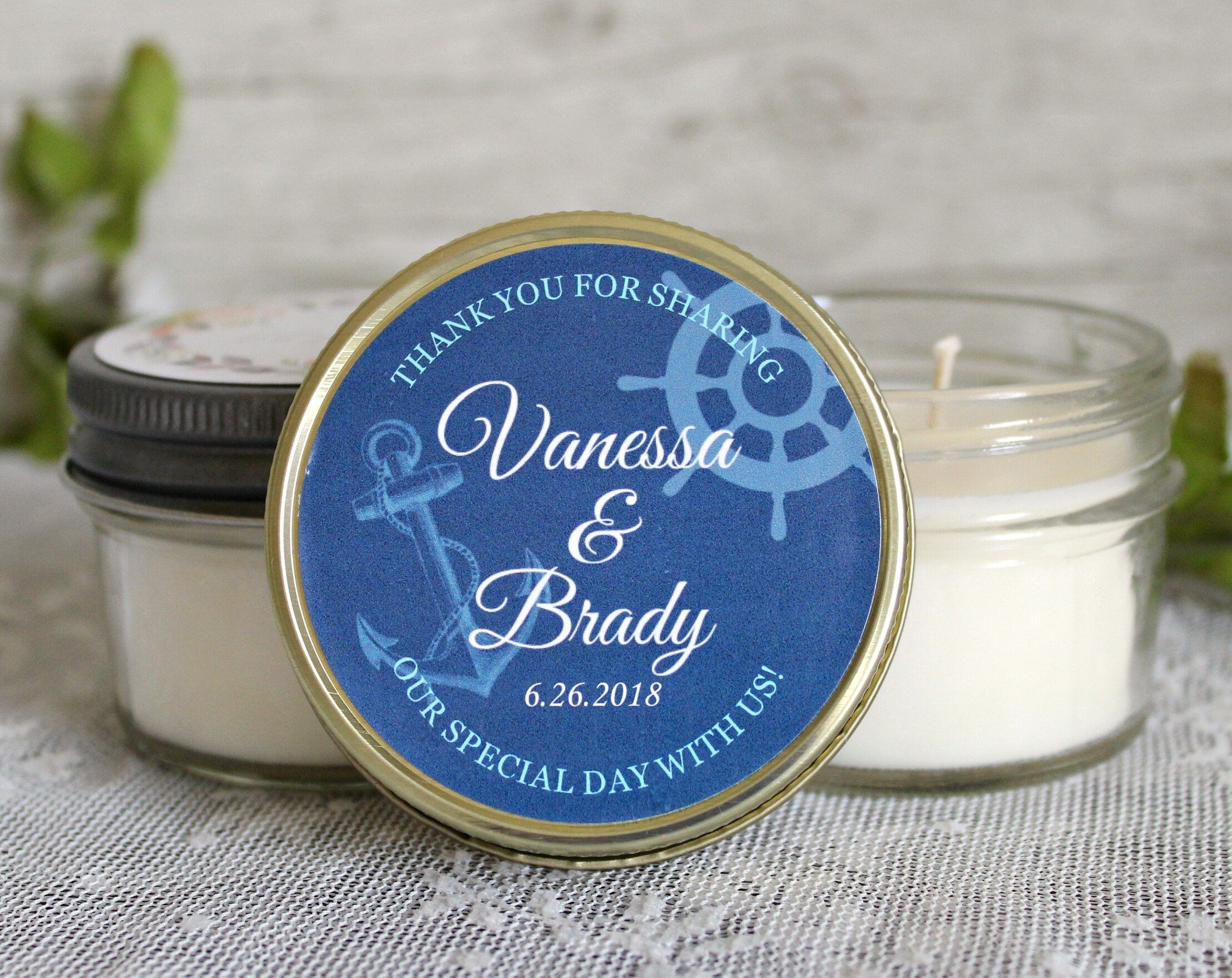 Anchor Wedding Favor / Nautical Wedding Favor / Personalized 4 oz. Candle Favors / Nautical Bridal Shower/ Anchor Shower Favor