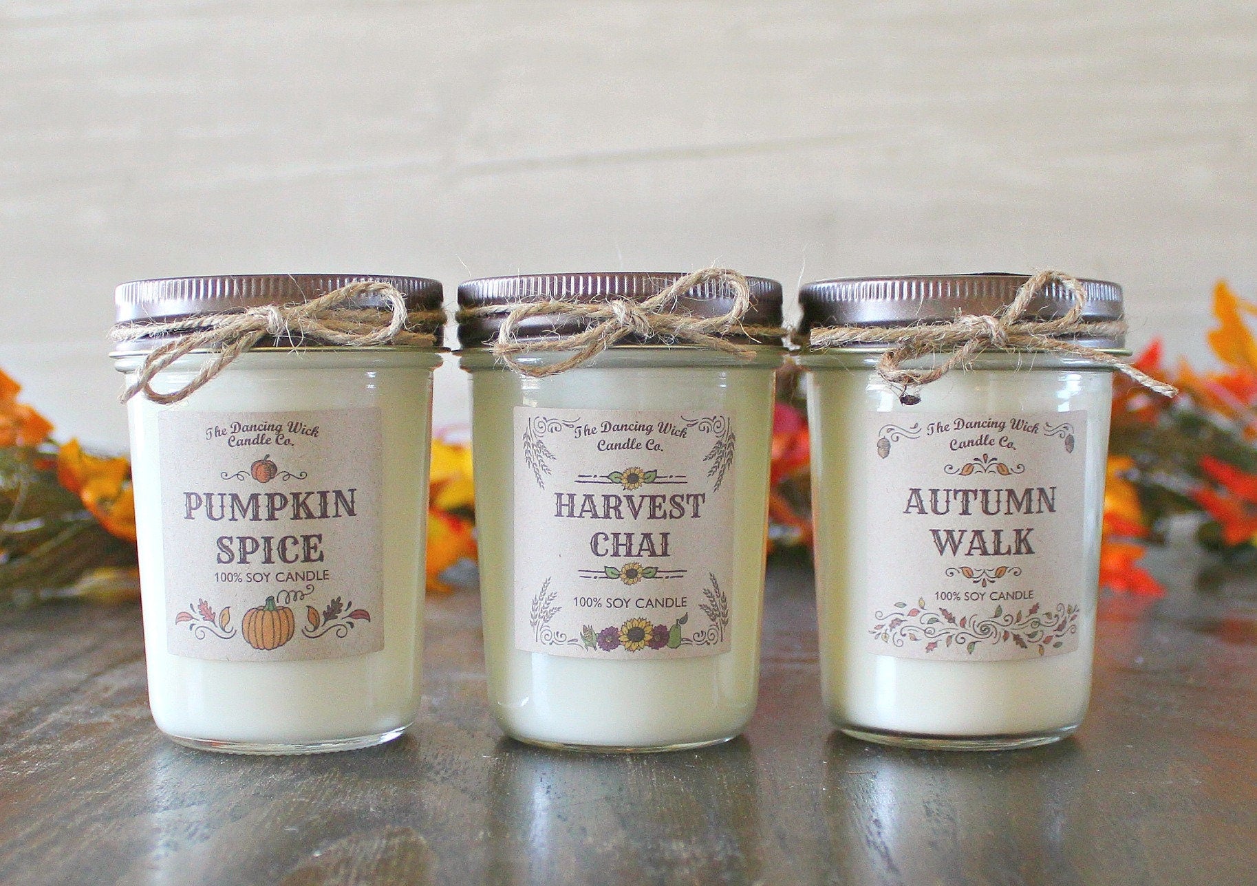 Set of 3 Fall Candles / Candle Gift Set / Fall Decor / Best selling Fall Candle Set / Jar Candles / Fall Gift ideas / Soy candles handmade
