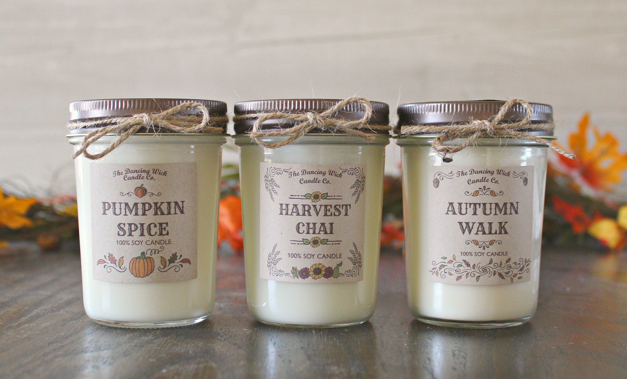 Set of 3 Fall Candles / Candle Gift Set / Fall Decor / Best selling Fall Candle Set / Jar Candles / Fall Gift ideas / Soy candles handmade