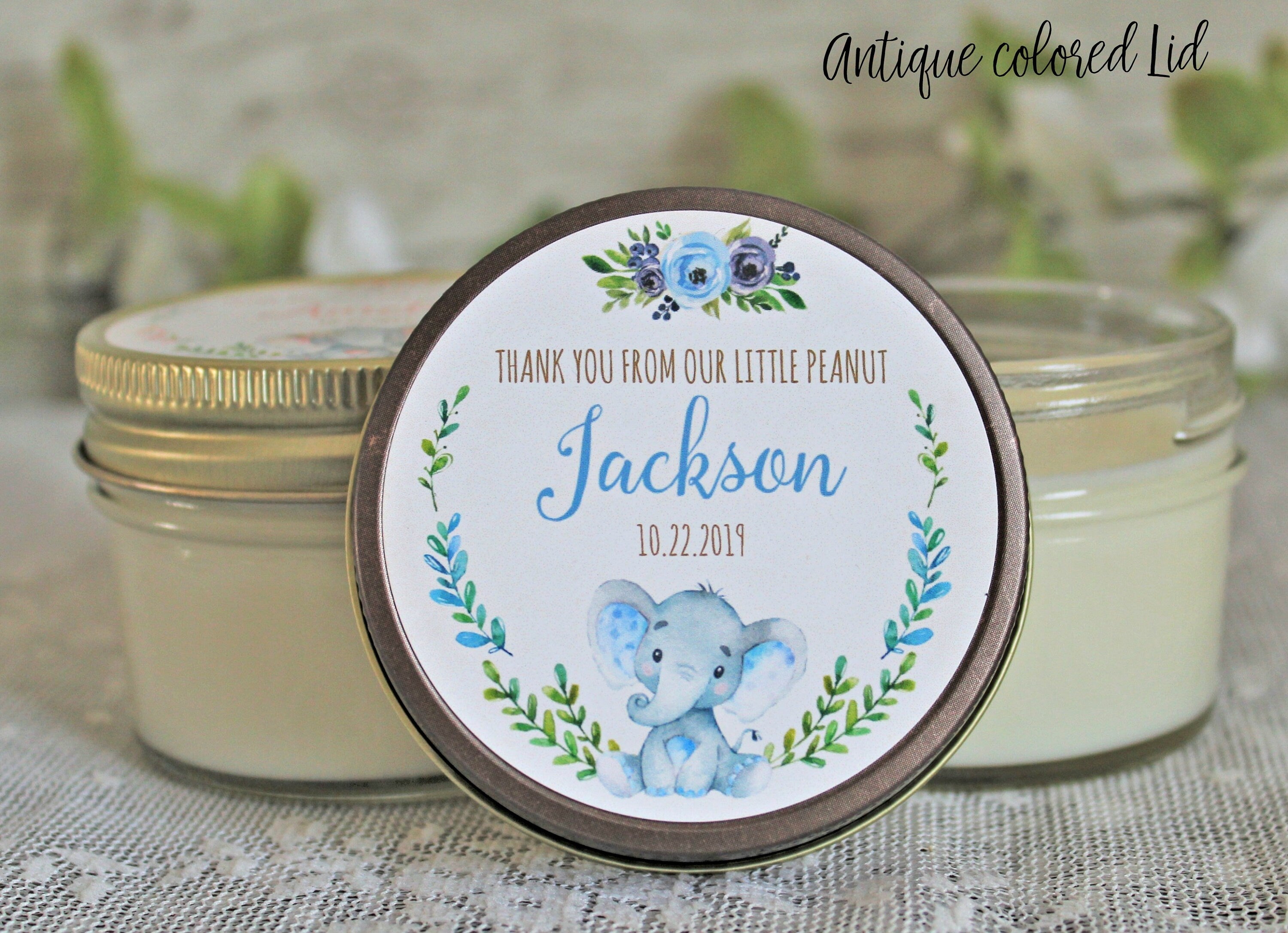 Elephant Baby Shower Favor / Personalized 4 oz candle Favors / Girl Baby Shower / Baby Shower Boy / Safari Baby Shower / Personalized Favors