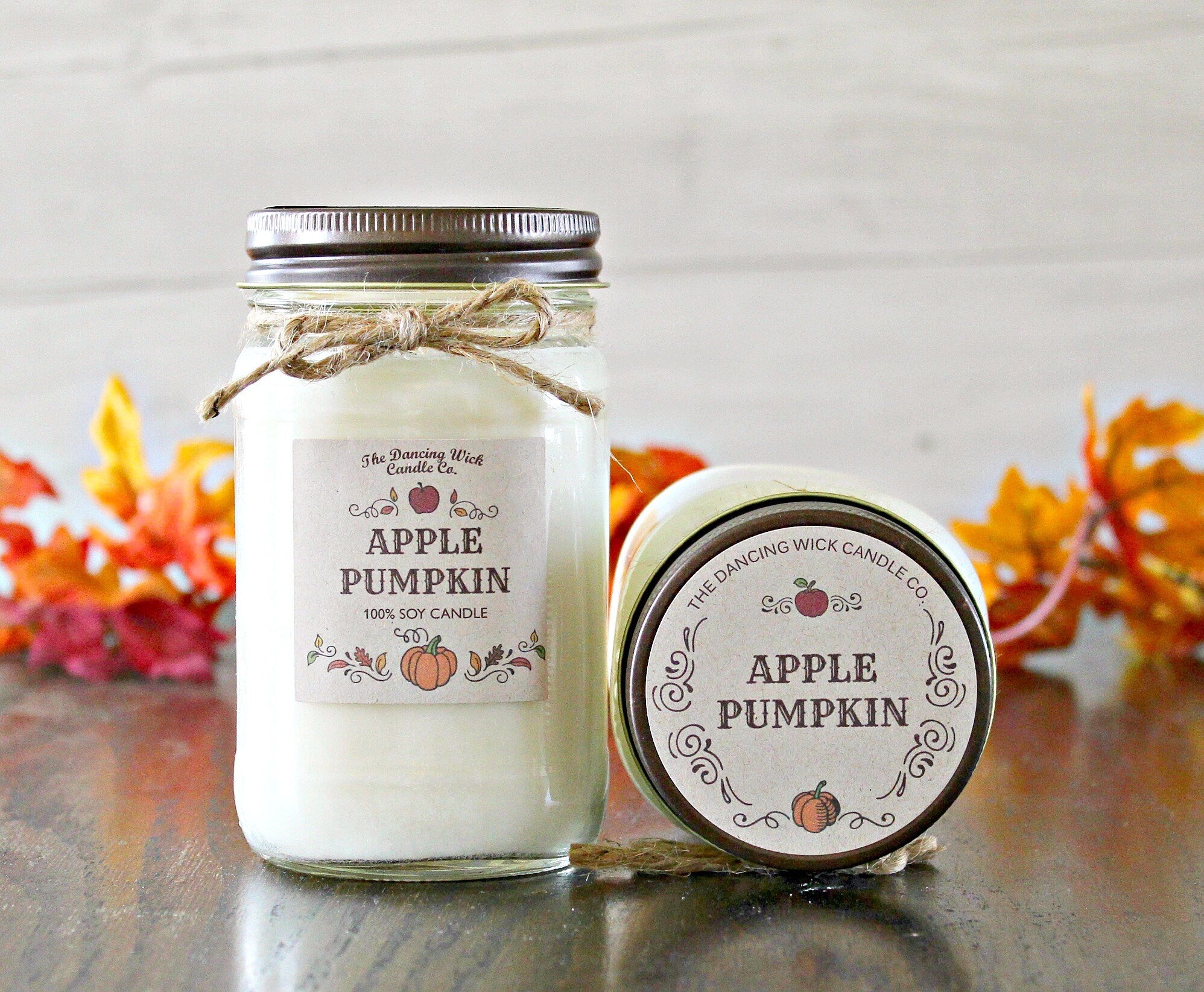 Apple Pumpkin Candle / Pure Soy / Fall Candle / Apple Candle / Autumn Candle / Handpoured / Mason Jar Candle / Scent Soy Candle
