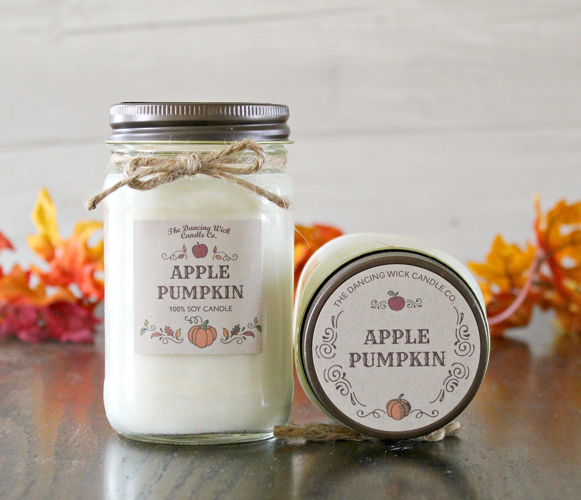 Apple Pumpkin Candle / Pure Soy / Fall Candle / Apple Candle / Autumn Candle / Handpoured / Mason Jar Candle / Scent Soy Candle