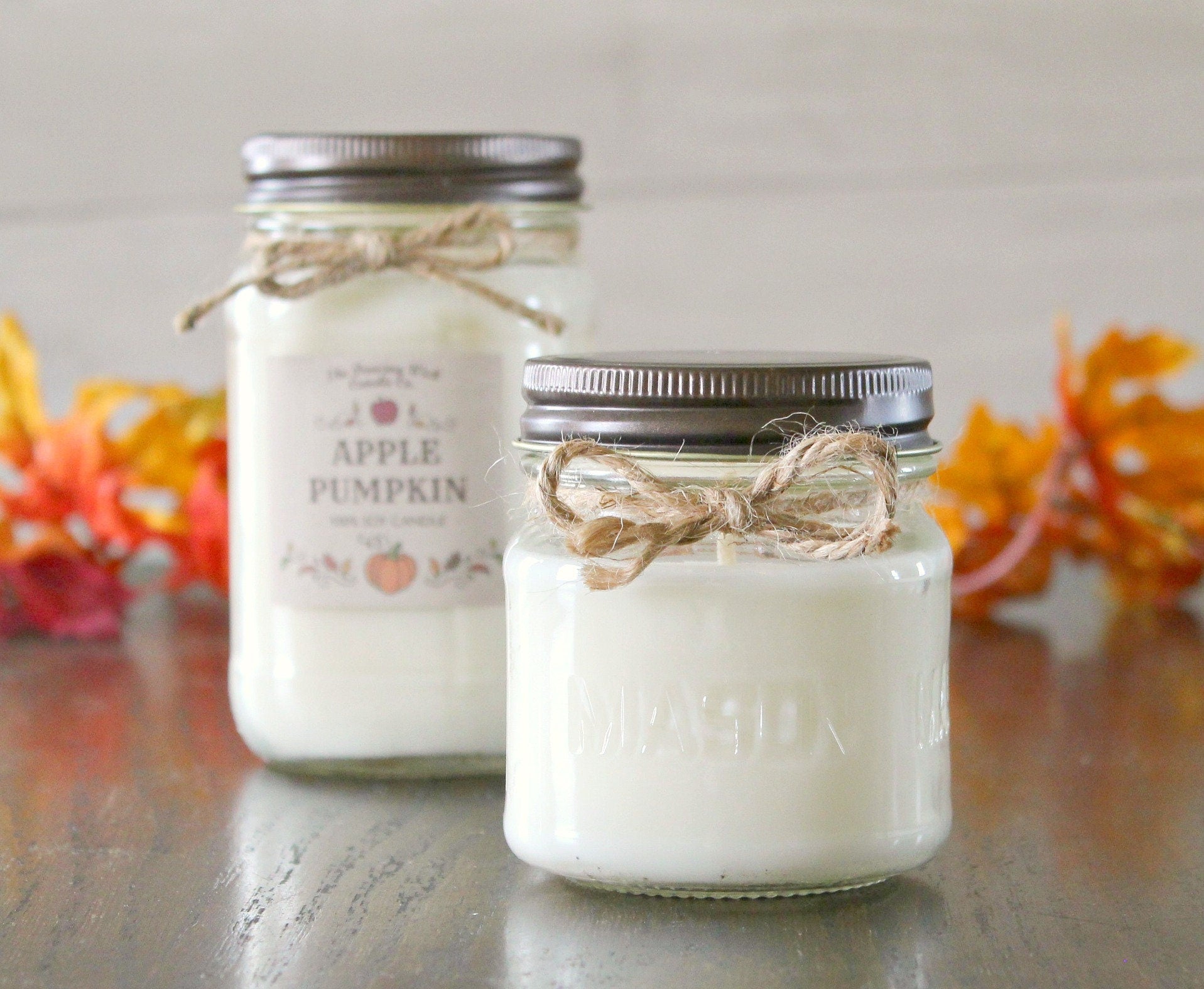 Apple Pumpkin Candle / Pure Soy / Fall Candle / Apple Candle / Autumn Candle / Handpoured / Mason Jar Candle / Scent Soy Candle